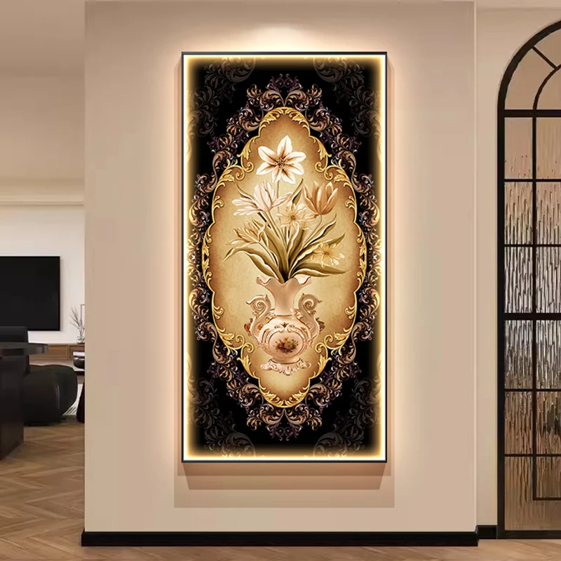 Retro Flowers LED Crystal Porcelain Wall Lamp For Living Room Entrance Corridor Hotel Study Home Decorations Lustre Mural Lights