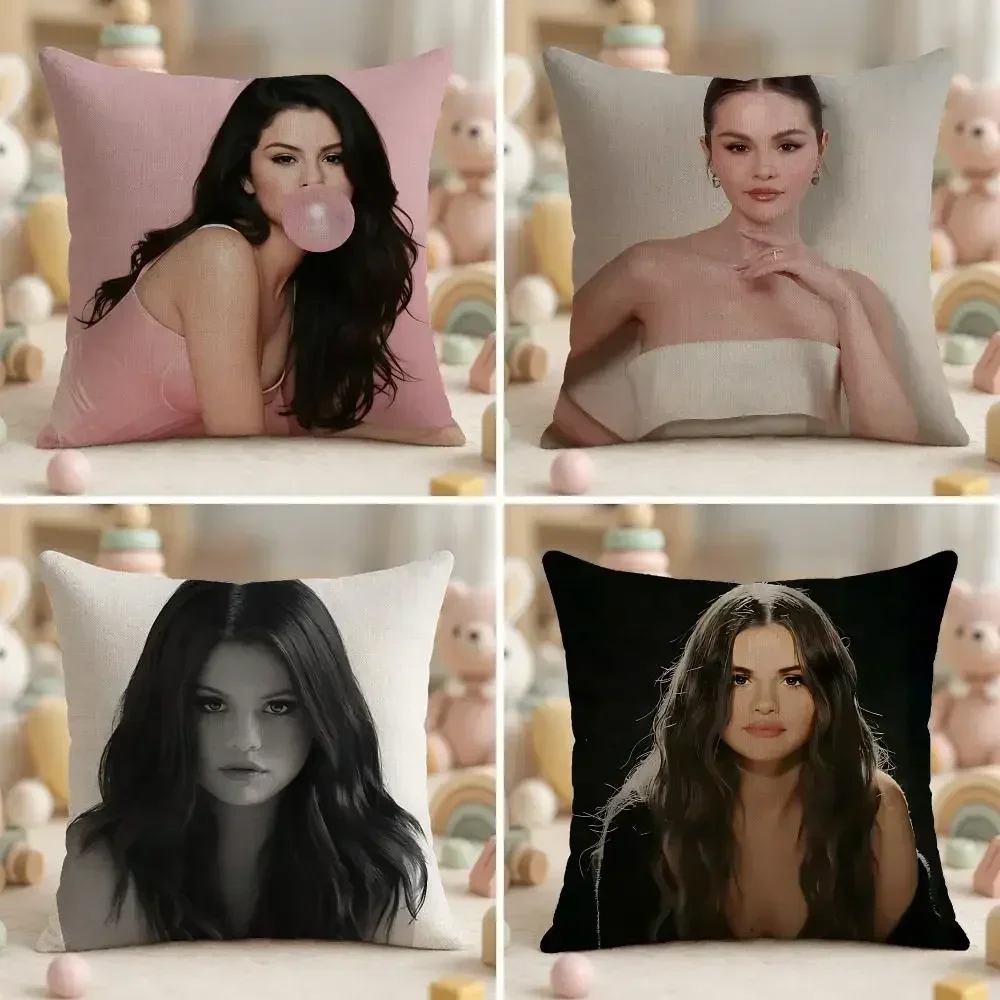 Pop Singer S-Selena GomezS Cushion Cover Ultra Soft Throw Pillow Cover Skin Friendly for Sofa Bed Home Decor Gift