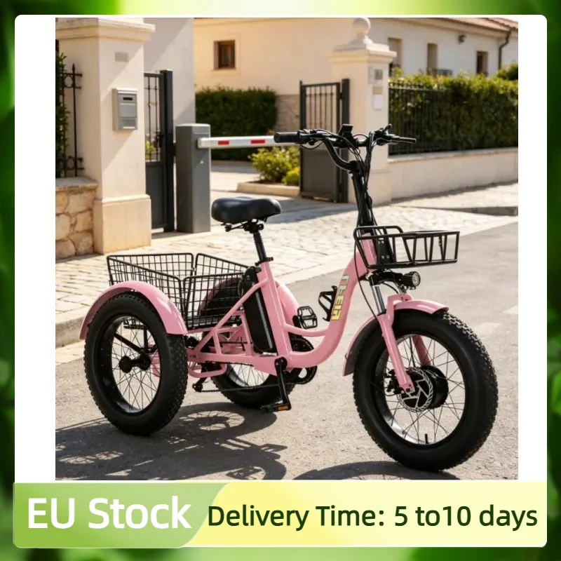 20-Zoll 48V Elektro-Dreirad für Damen mit Korb, herausnehmbarer 13Ah Akku, 3-Rad-Elektrofahrrad für Erwachsene, Elektrofahrrad