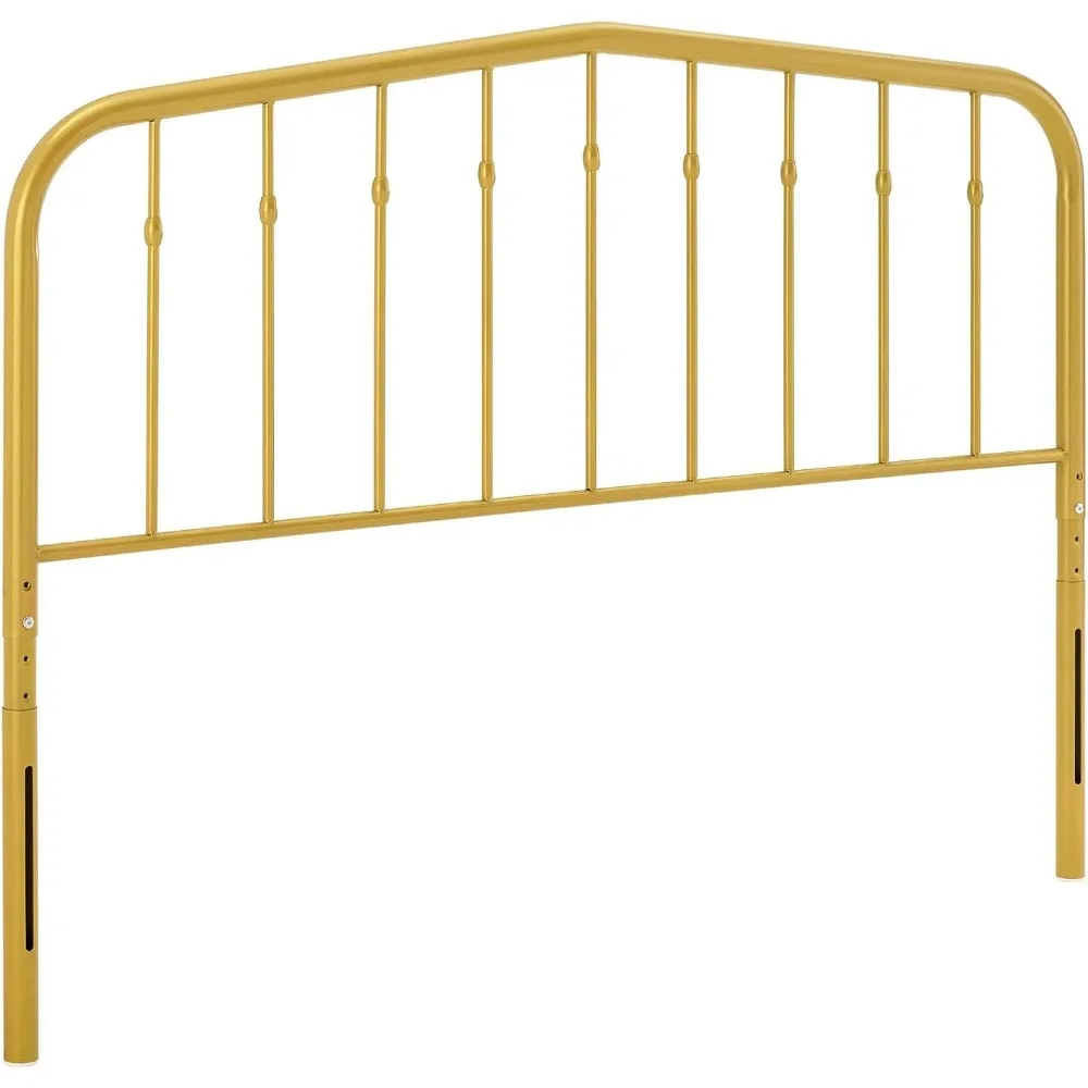 

Lennon Modern Farmhouse Metal Queen Headboard in Gold,VERSATILE HEADBOARD FOR QUEEN BEDS,ADJUSTABLE HEIGHT HEADBOARD