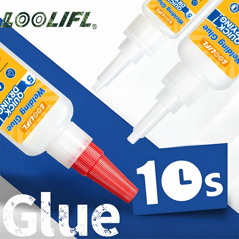 Loolifl Welding Glue Universal Super Glue, Fast Drying in a Few Seconds, Transparent, High-Strength Instant Adhesive, Waterproof Repair Glue for Metal, Plastic, Ceramic, Wood, Glass, Rubber, Resin, Shoes, DIY Crafts, Home Maintenance, Cyanoacrylate Super Adhesive