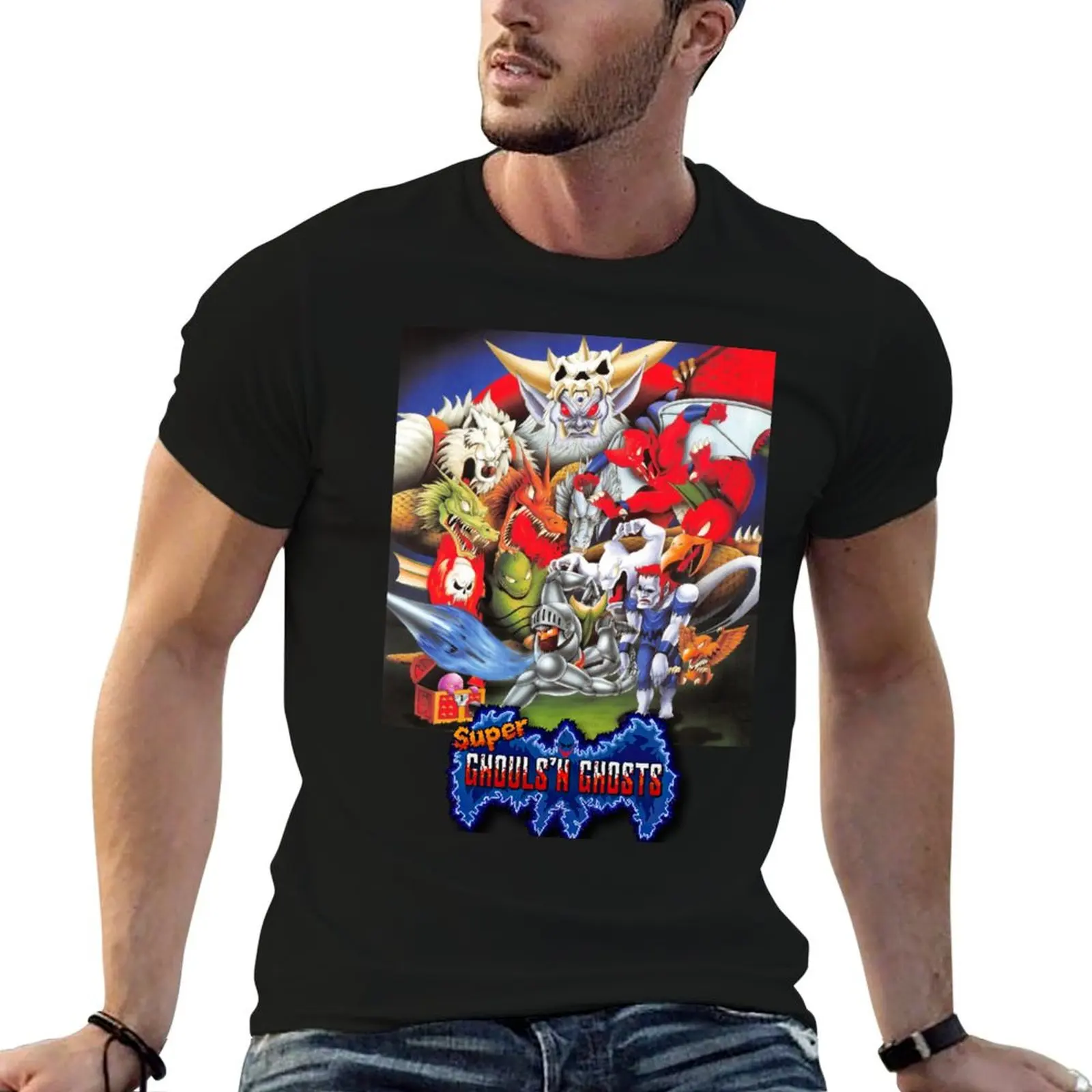 Camiseta con diseño de Super Ghouls and Ghosts, camisetas japonesas con diseño gráfico para hombre, camiseta divertida para hombre, camiseta de lujo