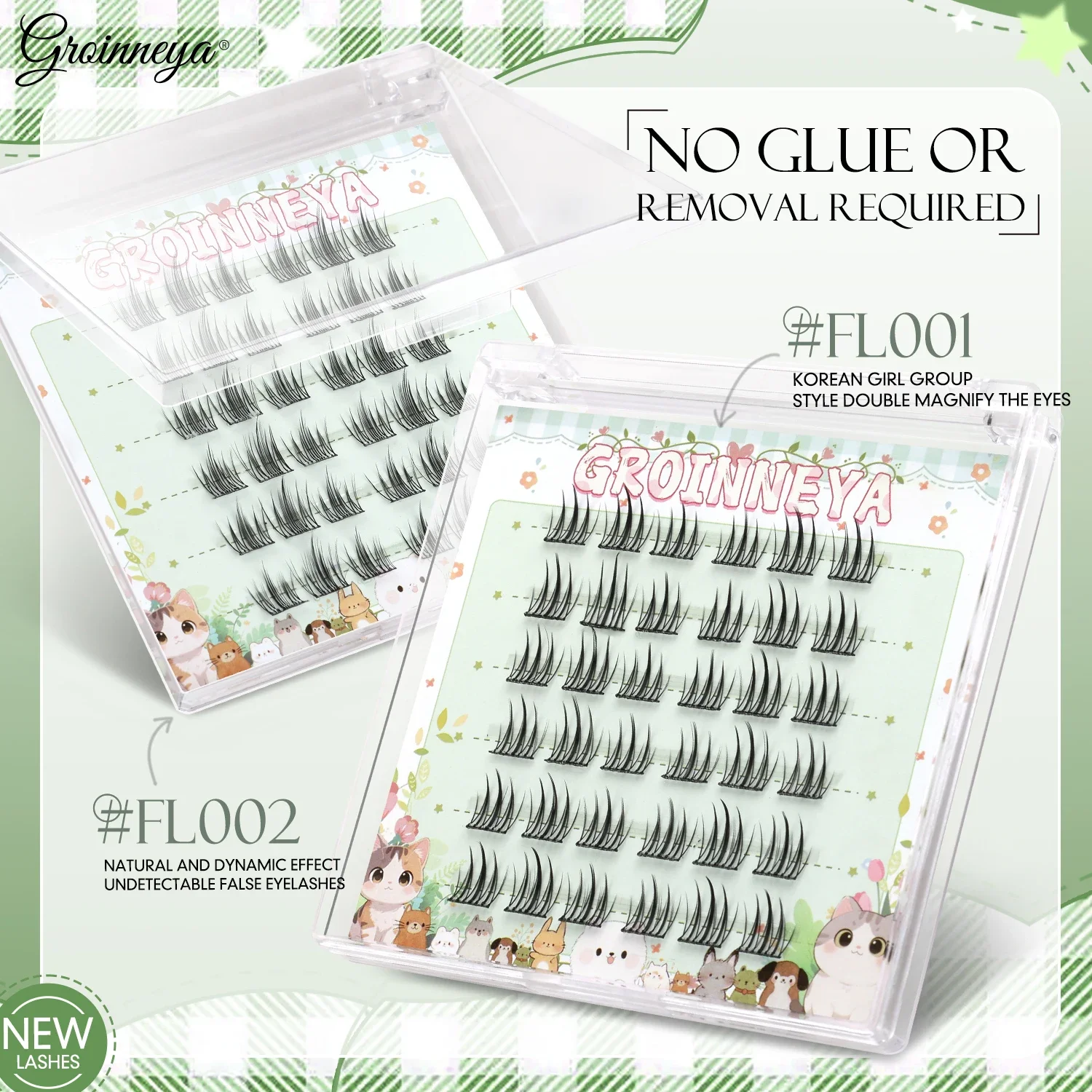 GROINNEYA جلدة مجموعات ذاتية اللصق Wispy لا حاجة للغراء نظرة طبيعية مجموعات مانغا جلدة لتقوم بها بنفسك جلدة ماكياج