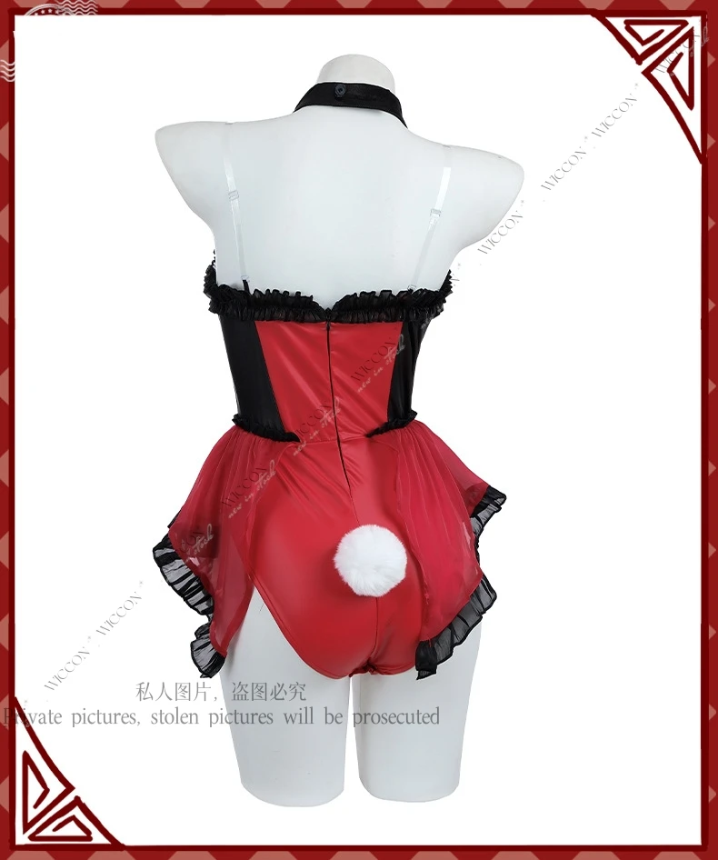 Tokisaki Kurumi Bunny Girl ชุดอะนิเมะสีแดงสดเซ็กซี่คอสเพลย์ jumpsuit วิกผมเครื่องสำอางถุงเท้าฝันร้าย tokisaki