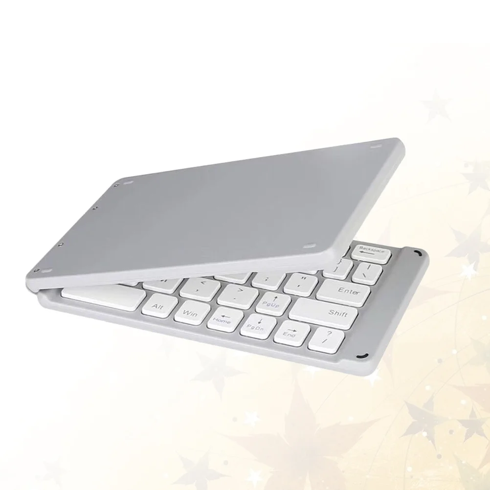 

67 Keys Keyboard Foldable Ultra-Thin Wireless Keyboard For Tablet Phone Notebook Silver Compatible With Ios