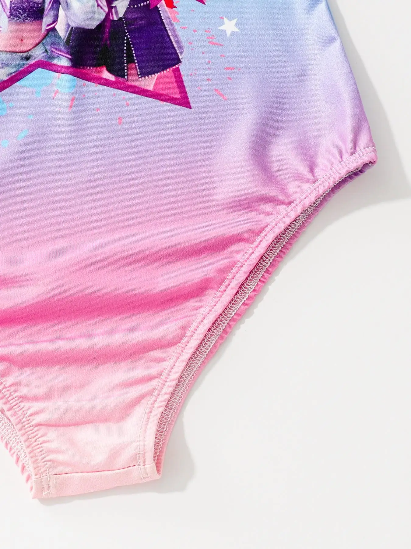 Sommer-Freizeitbadeanzug für Mädchen, Farbverlaufs-Badeanzug für Kinder, Candy Pink und Blau Farbblock-Badeanzug mit Cartoon-Print, geeignet für Mädchen ab 3 Jahren, Strand- und Poolkleidung – Detail 6