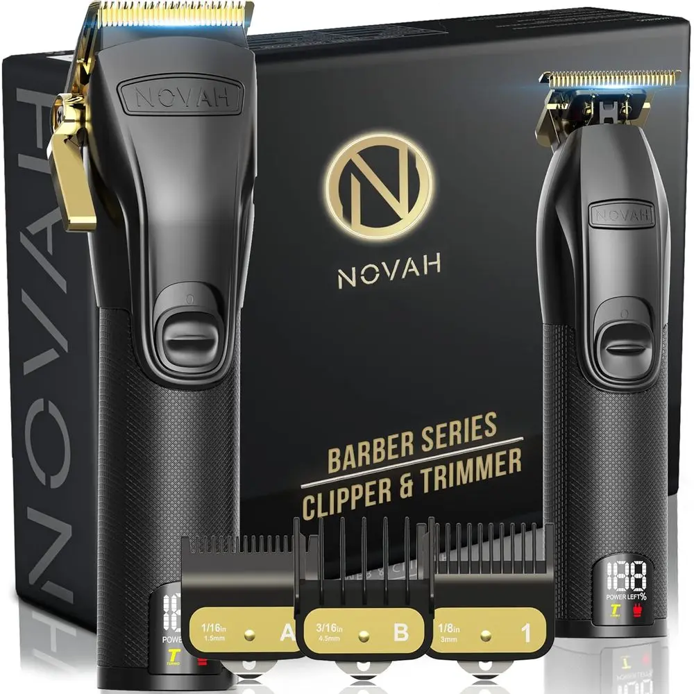 Professional Barber Clippers and Trimmer Set, Men's Haircut and Grooming Kit - Gold