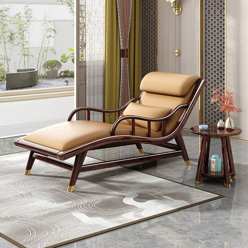 LMMM  new Chinese-style purple gold sandalwood all-solid wood sofa recliner lunch break single balcony leisure chair