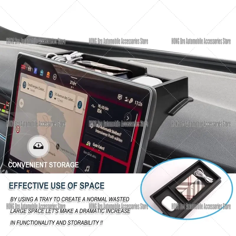 For VW ID.7 2024 2025 2026 Center Console Organizer Armrest Storage Box Tray Interior Accessories Auto Parts