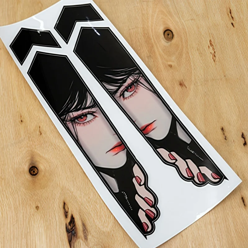 1pair Anime Eyes MTB Bike Sticker Waterproof for Highway Bicycle Fork Top Tube Motorbike Electric Scooter Decoration Vinyl Decal image 5
