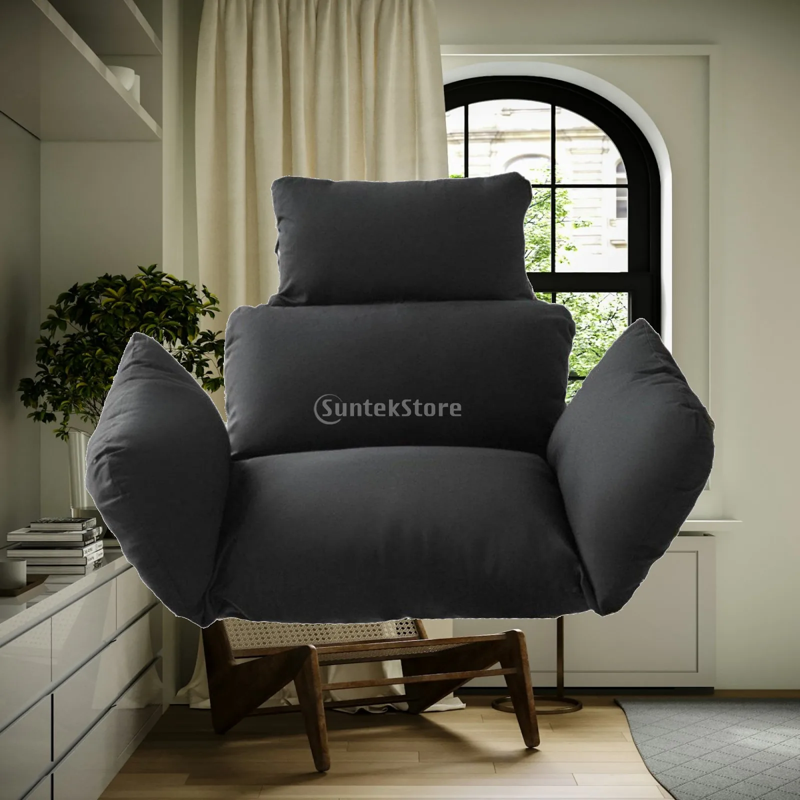Detachable Cushion Cover with Soft Polyester Filling Lounger Pad for Hanging Egg Chair Indoor Relaxing Seat