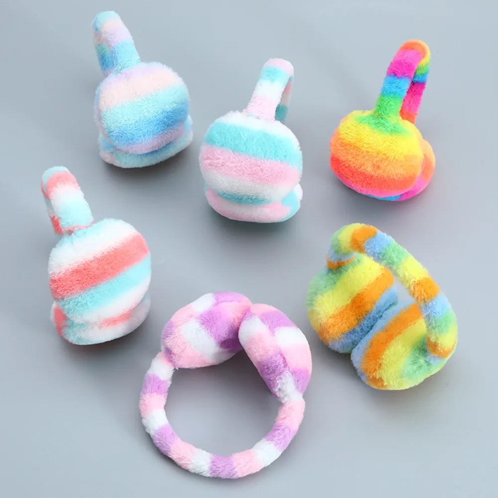 

Зимние теплые мягкие наушники, защита ушей, утолщенные грелки для ушей, антифриз, радужный цвет, наушники из искусственного меха для женщин и мужчин, уличные наушники