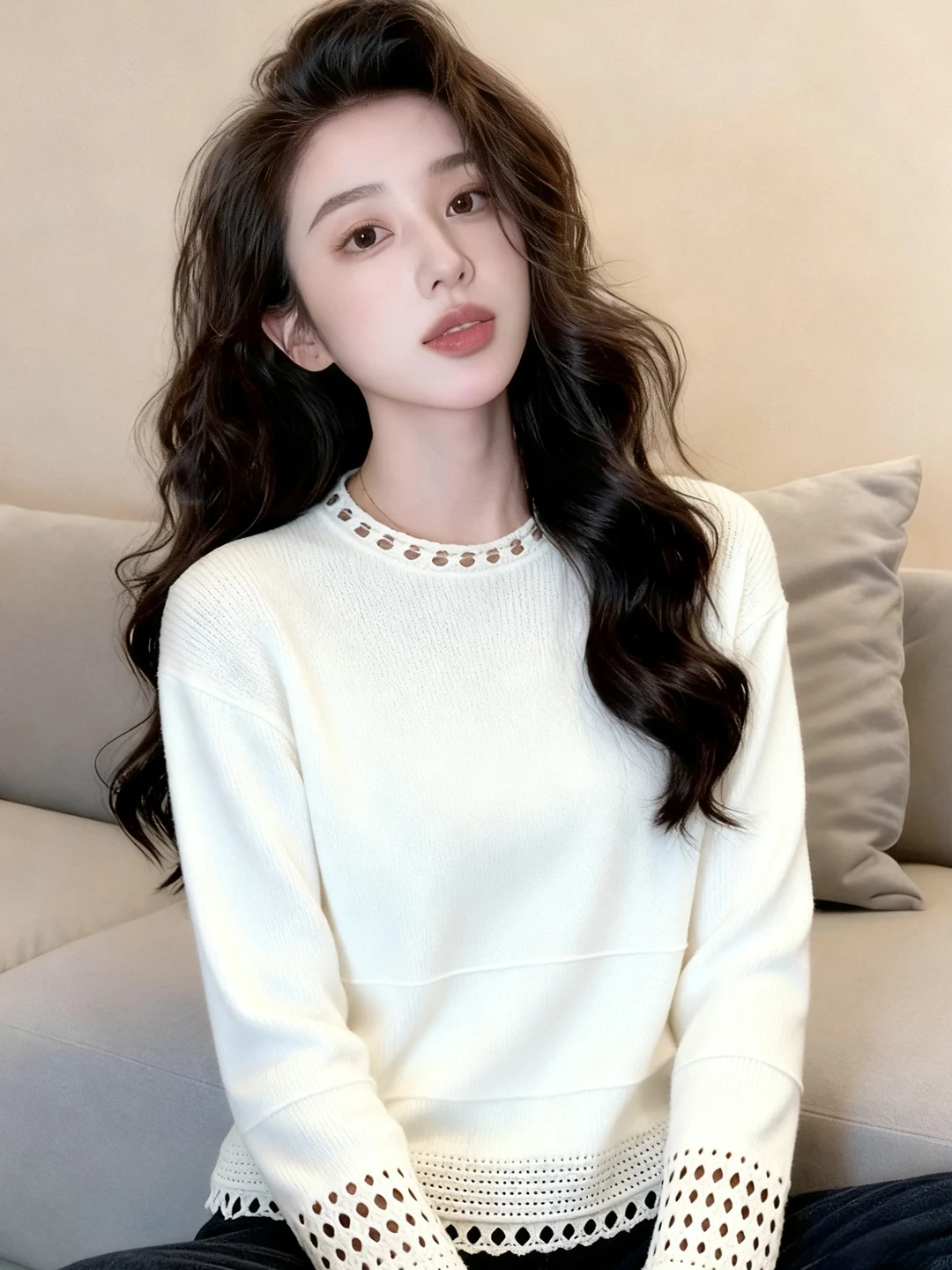 

Французский вязаный свитер для женщин, осенне-зимний, больших размеров, для ношения под одеждой, с длинными рукавами, ажурный, с крючковым узором, мягкий, цветной