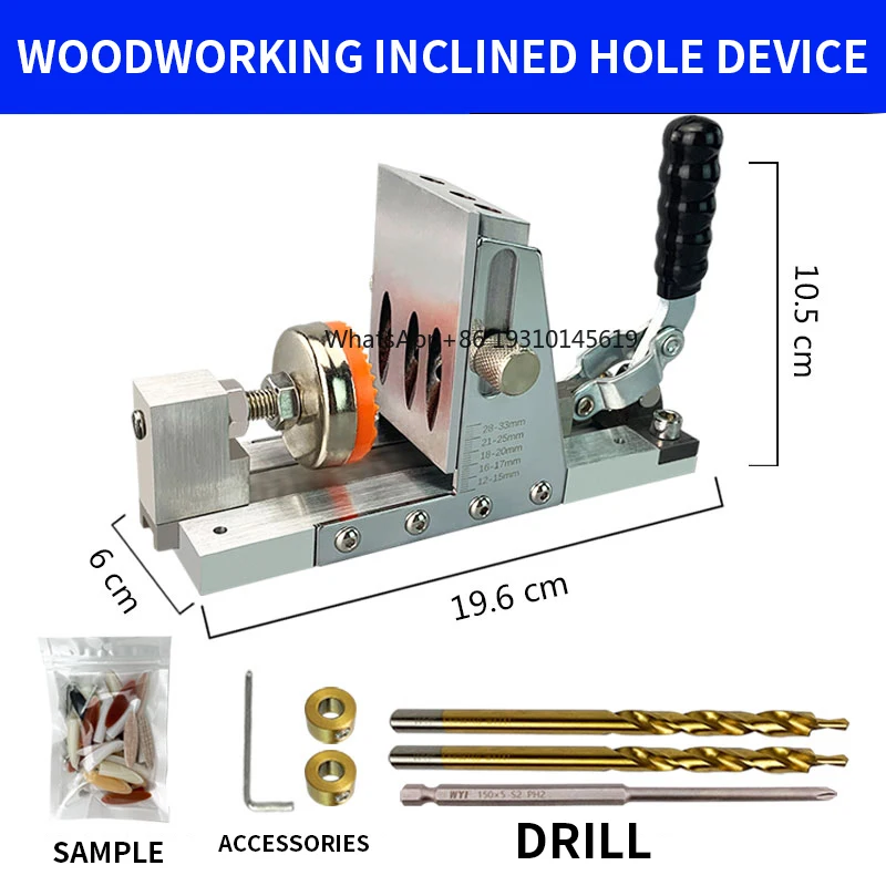 

Pocket Hole Jig Kit, Woodworking Oblique Hole Locator, Drill Bit, 15 Angle Drilling Guide