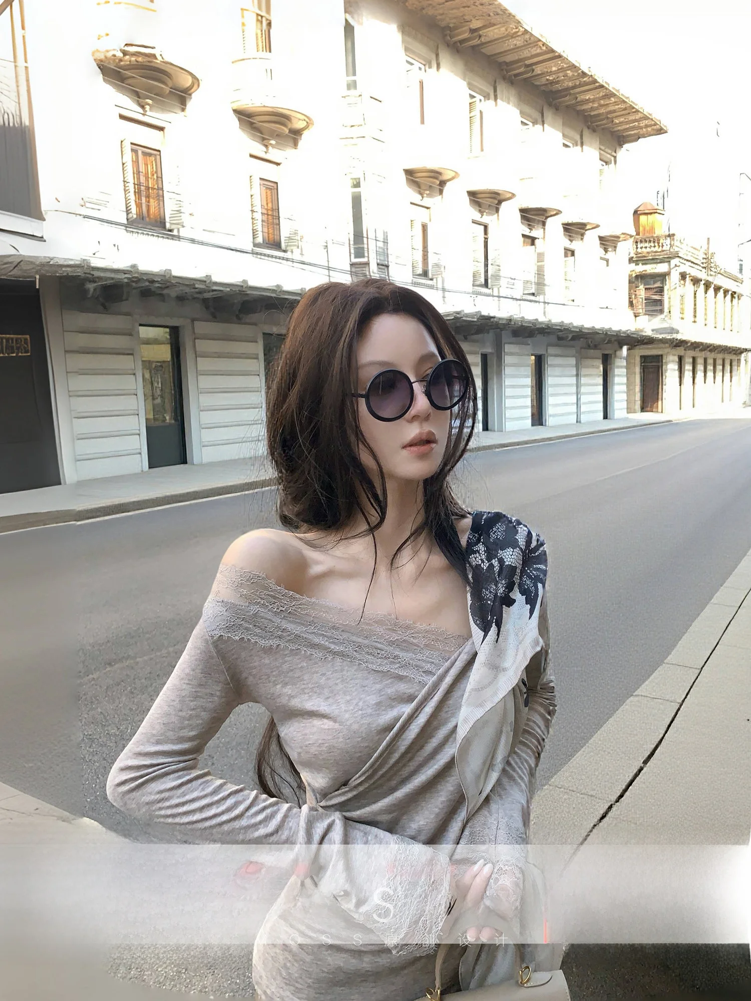 

MOSS STUDIO Романтическая шелково-шерстяная вязаная футболка с кружевом и длинным рукавом, женская, мягкая, во французском стиле, стандартный крой, весенняя коллекция