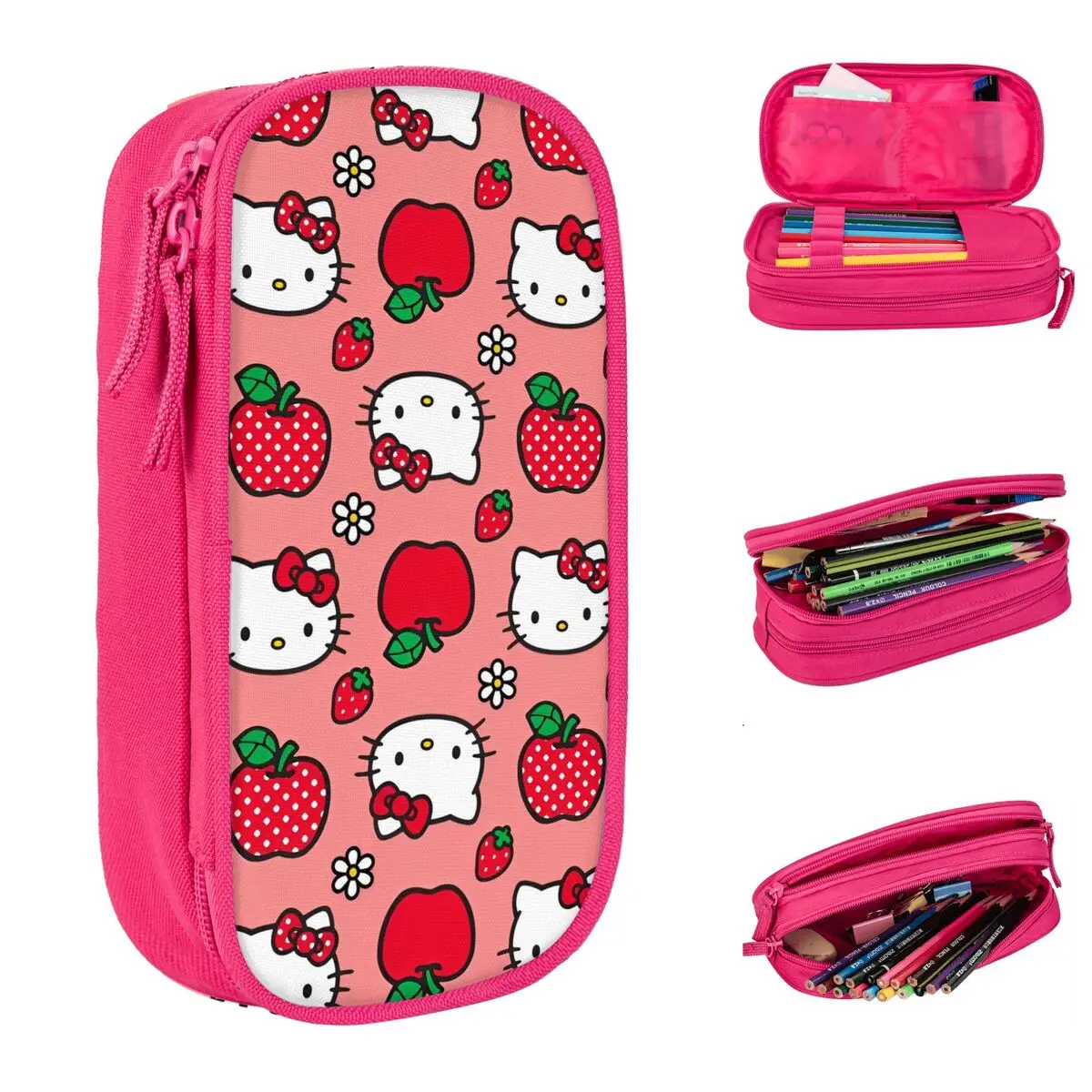 

Hello Kitty мультфильм клубничный пенал новая ручка сумка для девочек и мальчиков большая емкость школьные принадлежности подарки пеналы