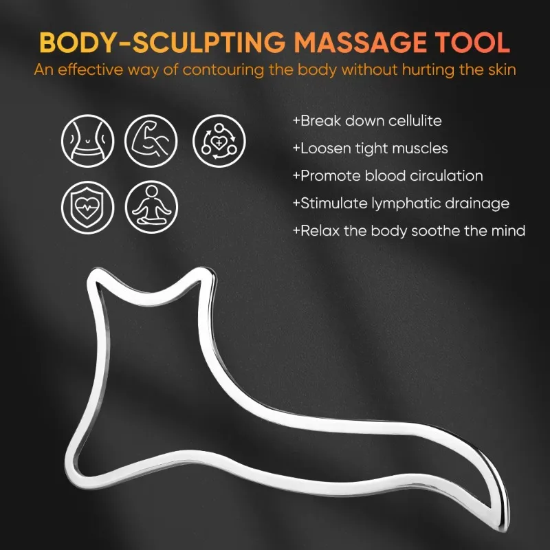 Stainless Steel Gua Sha Cupping Massager Manual Facial Massage Tools with Ems Function for Body Application Wood Material