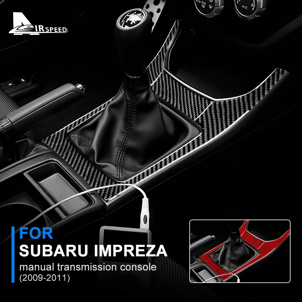 Real Soft Carbon Fiber Sticker For Subaru Impreza 2009 2010 2011 Manual Car Gear Shifter Console Panel Interior Trim Accessories