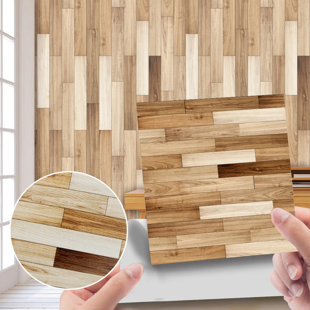 

Imitation wood grain texture tiles pasted antique self-adhesive tiles pasted retro wall stickers can be removed