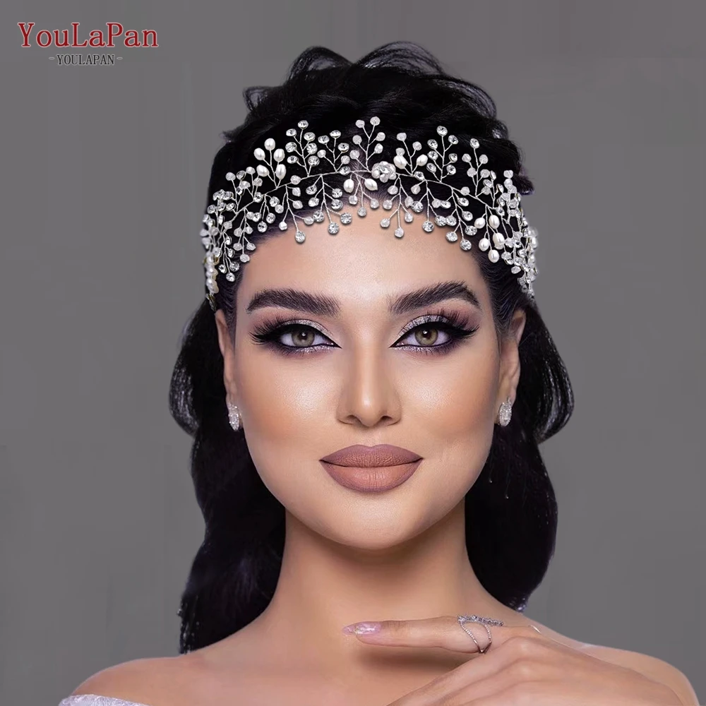 YouLaPan الزفاف الزفاف رائعة حجر الراين الدانتيل عقال المنسوجة يدويا أنيقة السيدات مأدبة الرقص حفلة إكسسوارات الشعر HP10