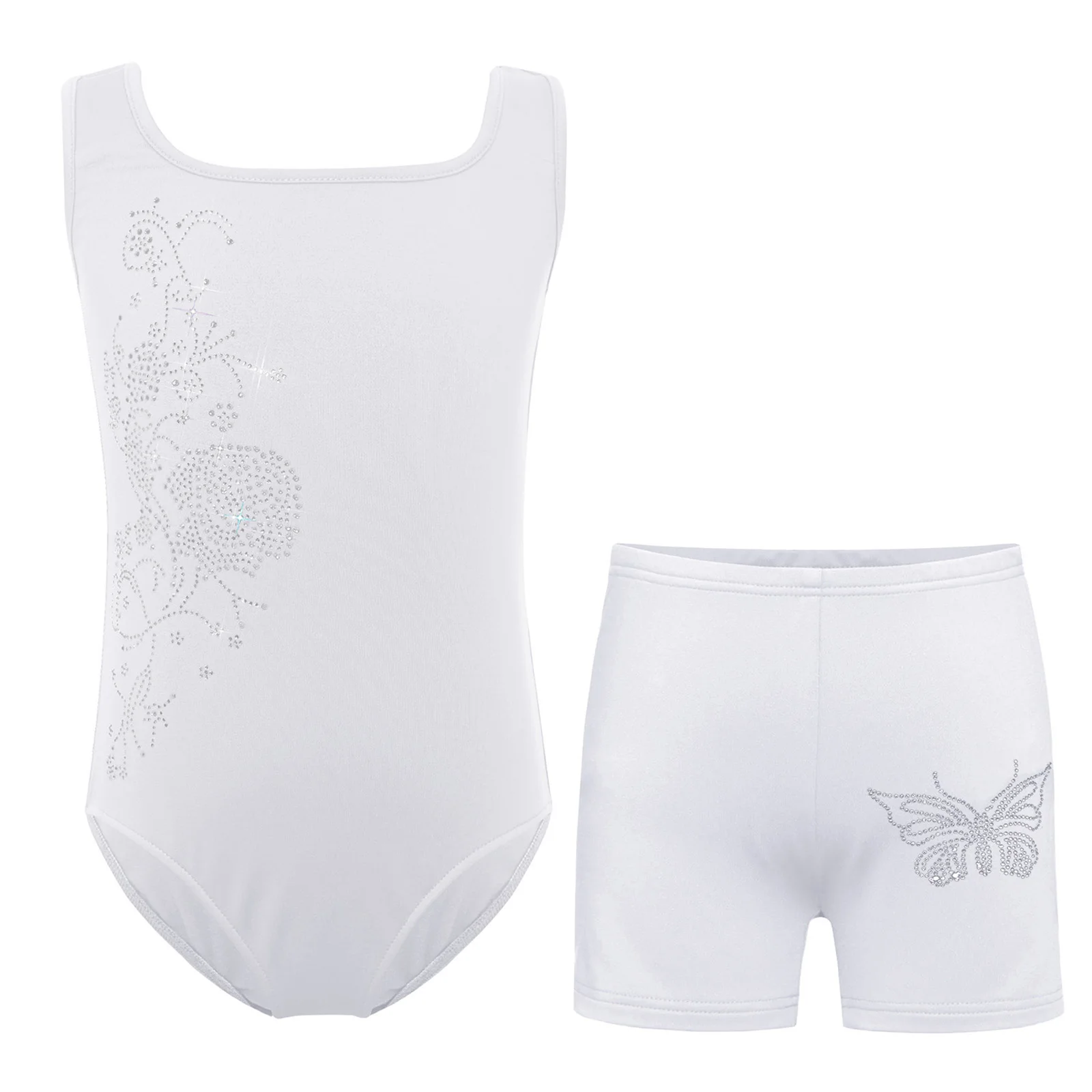 2 قطعة/المجموعة الاطفال الفتيات غنائية اليوغا الجمباز الرقص الملابس رقيقة صوف مبطن لامعة حجر الراين زهرة أكمام يوتار + السراويل