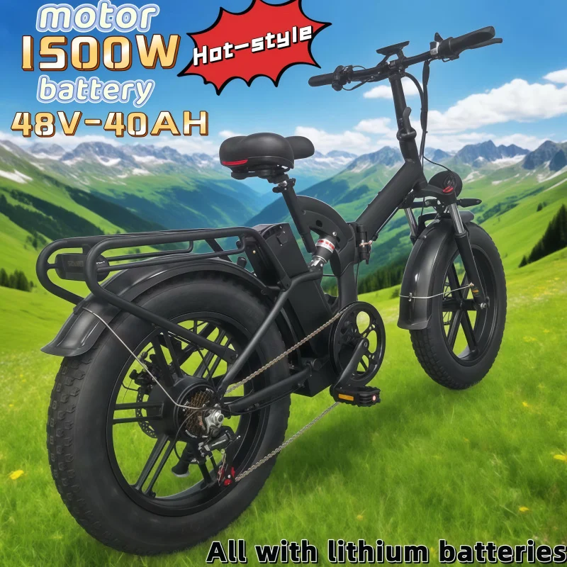 

Adult foldable urban mountain off-road 1500W motor 48V40AH removable lithium battery fat tires