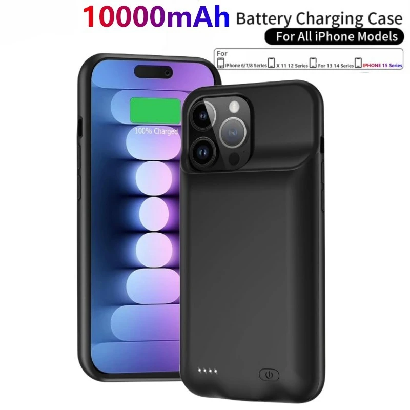 10000mAh Battery Case for IPhone 15 Pro Max 13 14 Pro 12 Mini Power Bank Charging Power Case for IPhone XS Max XR 7 8 Plus SE2 3