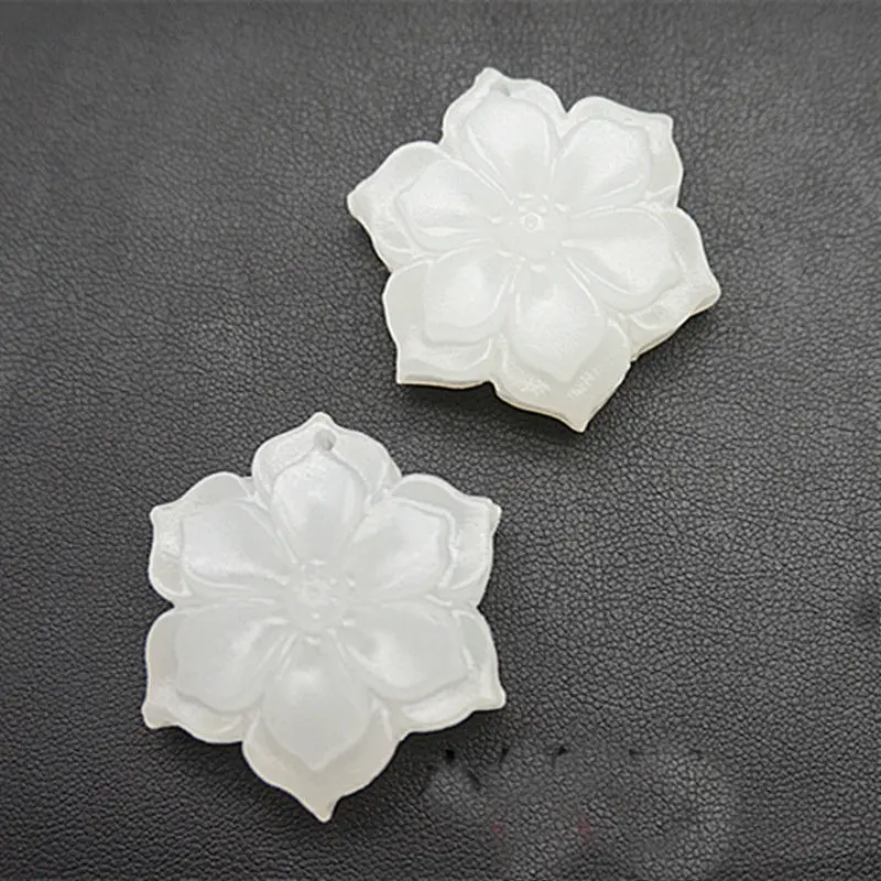 Natural Chinese White Jade Rich Flower Pendant Hand-carved Ladies Flower Necklace Fashion Luxury Jewelry Girlfriend Mom Gift