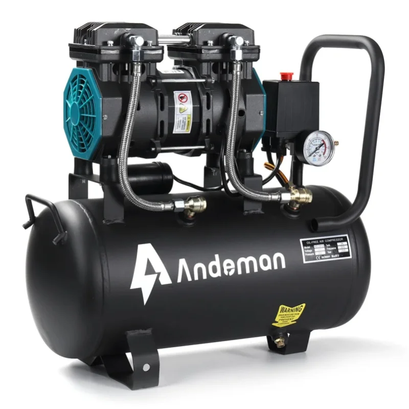 Luftkompressor 1500W 230V 50HZ 24L Geräuscharmer Ölfreier Tragbarer Luftkompressor für Heimreparatur Reifenfüllung Flüsterkompressor