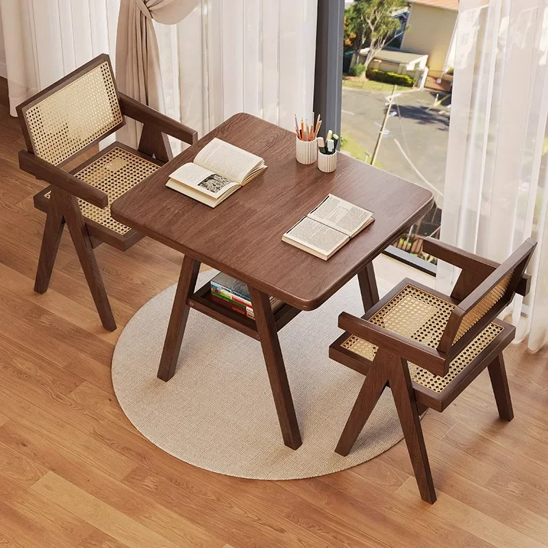 Balcony small table and chair three-piece solid wood one table and two chairs simple home leisure tea table and chair