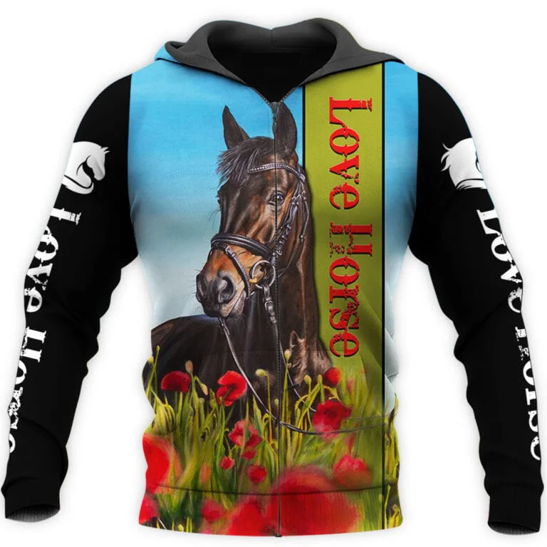 PLstar Cosmos Newest 3D Print Horse Custom Name Art Funny Harajuku Streetwear Casual Unique Unisex Hoodies/Sweatshirt/Zip A-4