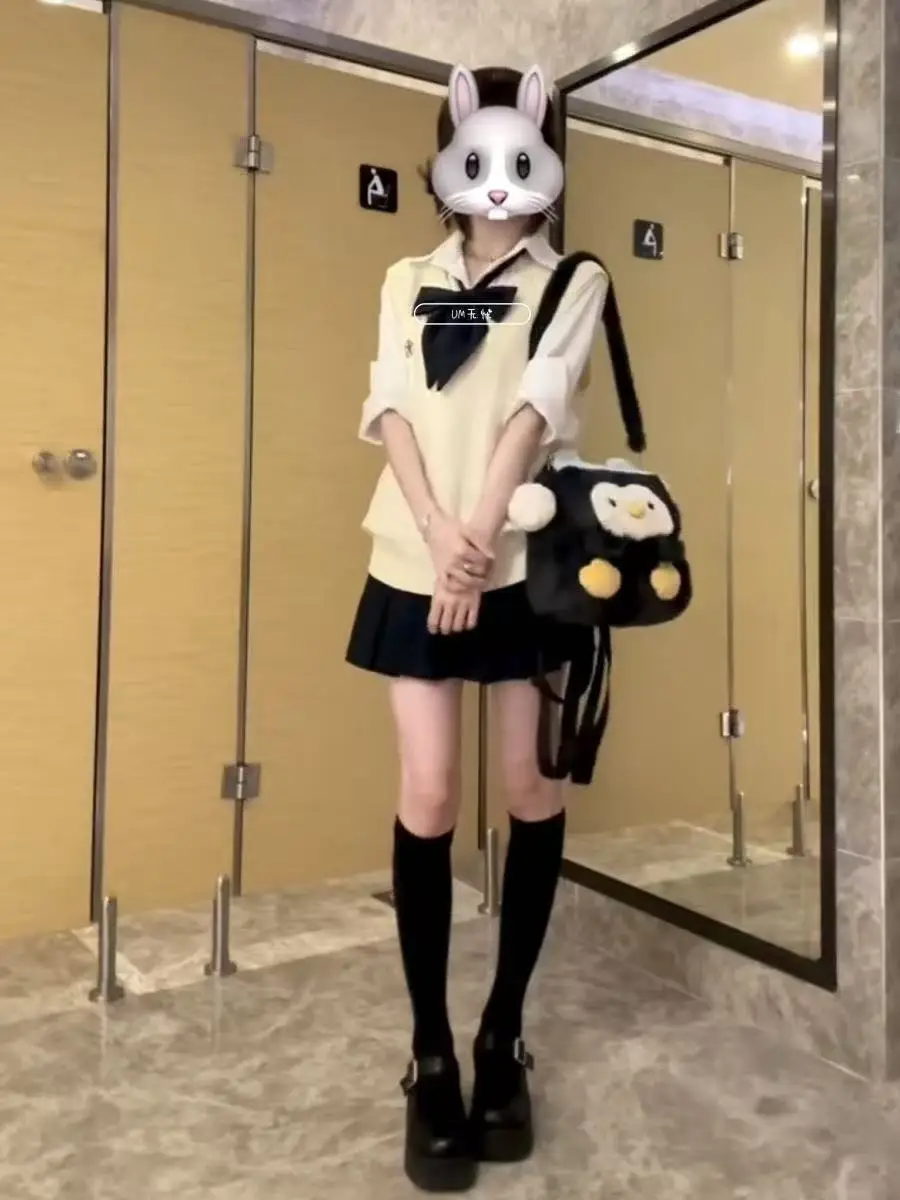 

Японский Sle JK orm Вязаный кардиган Свитер Осенне-зимний школьный orm Color Layering Long Sve Top ort Sk...