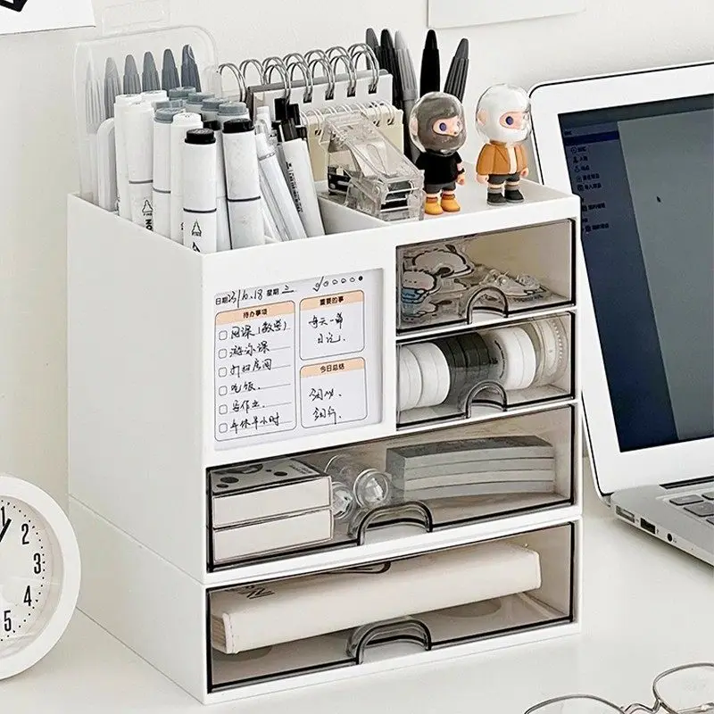 Desktop Storage Box Drawer Type Student Pen Holder Office Station Shelf Acrylic Desk Stationery