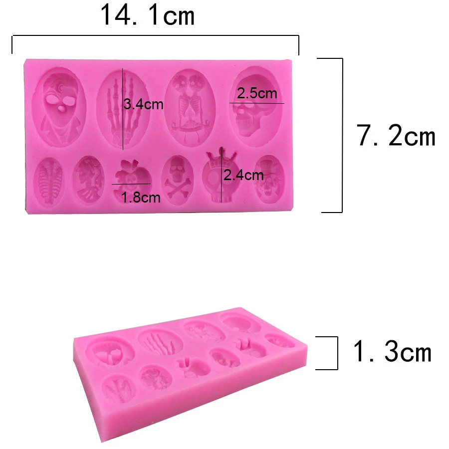 New Halloween Skull Skeleton Fondant Silicone Mold 2023 Cross Bone Cake Decoration Tool Chocolate Gumpaste Kitchen DIY Baking