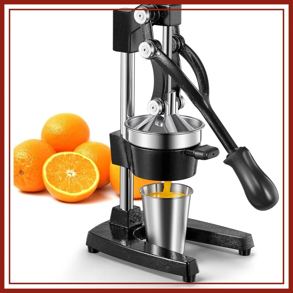 

Professional Cast Iron Manual Juicer, Heavy Duty Citrus Press with Stainless Steel Strainer, Easy-Clean Hand Squeezer for Orange, Lemon, Lime, Grapefruit