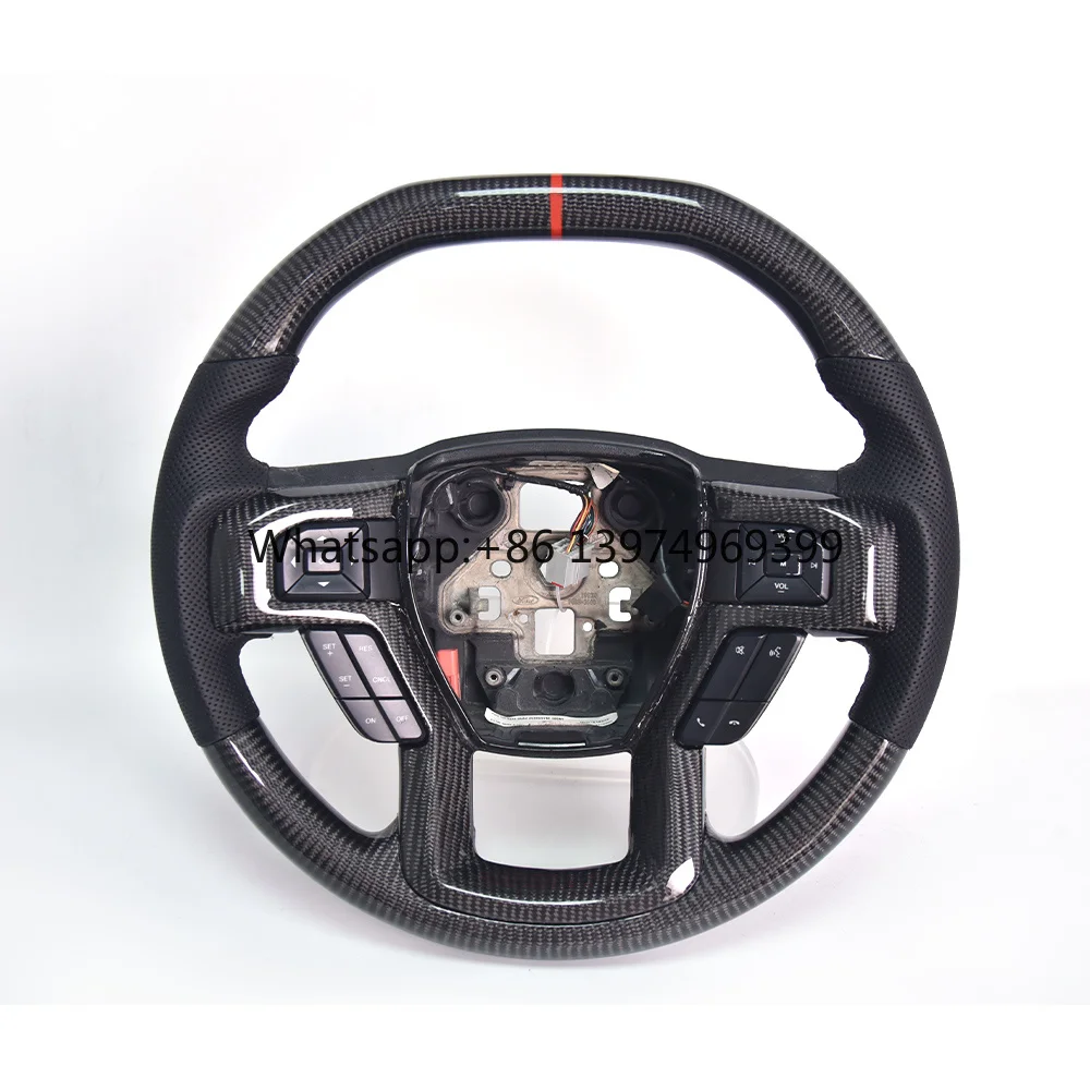Suitable for Ford Raptor F-150 Modified Carbon Fiber Steering Wheel Assembly Suede Perforated Leather Customized Upgrade