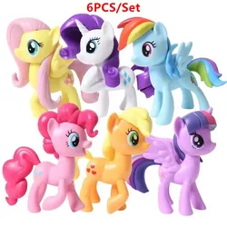 6Pcs/Set Little Poni Action Figures Toy Cartoon Anime Twilight Sparkle Model Doll Room Decoration Birthday Gift