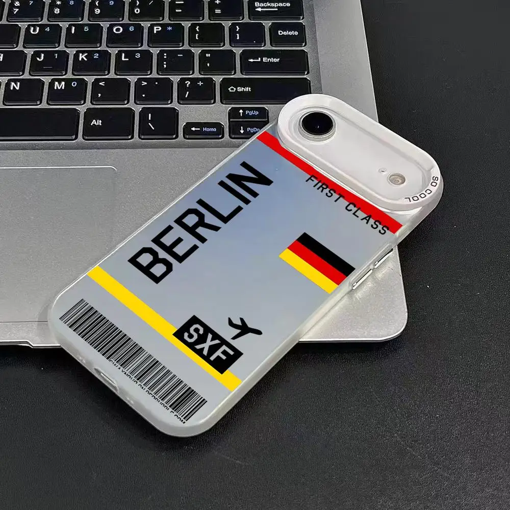 Avião berlin caso de telefone para iphone 17 16 15 14 13 12 11 pro max ar colorido fosco laser aurora à prova de choque caso de telefone
