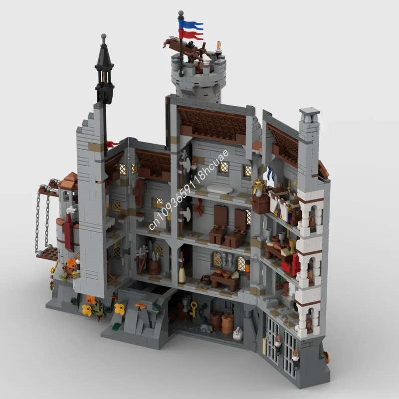 Moc Caballeros Negros Medievales-castillo de Dragon Slayers modelo Modular bloques de construcción DIY montaje creativo ladrillos juguete presente