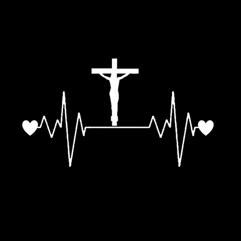 زينة نافذة السيارة مقاومة للماء من Jesus Cross Heartbeat ، ملصق أزياء Lifeline ، شارة خدش ، تصميم جديد ، 20 +