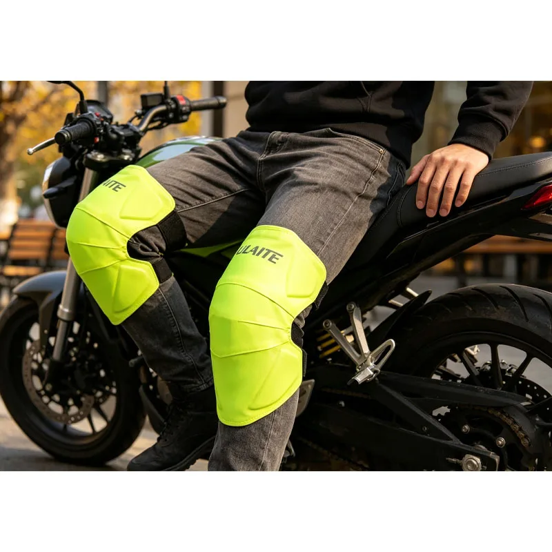 Unisex Windproof Breathable Anti-Slip Shock Absorb Motorcycle Knee Pads Guards All Season MTB Cycling Protector For Men Women