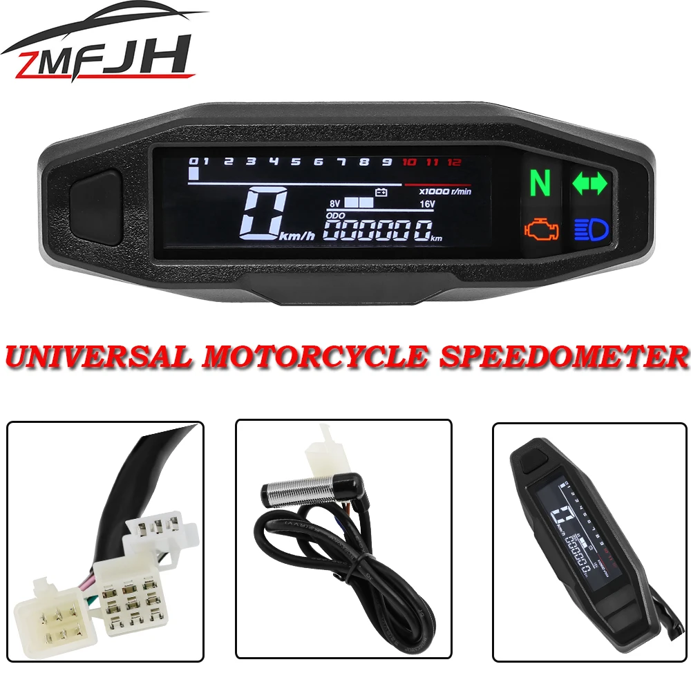 AD Digital Odometer RPM Motorcycle Meter Speedometer Motor Bike Tachometer Mini Electric Injection Carburetor Instrument