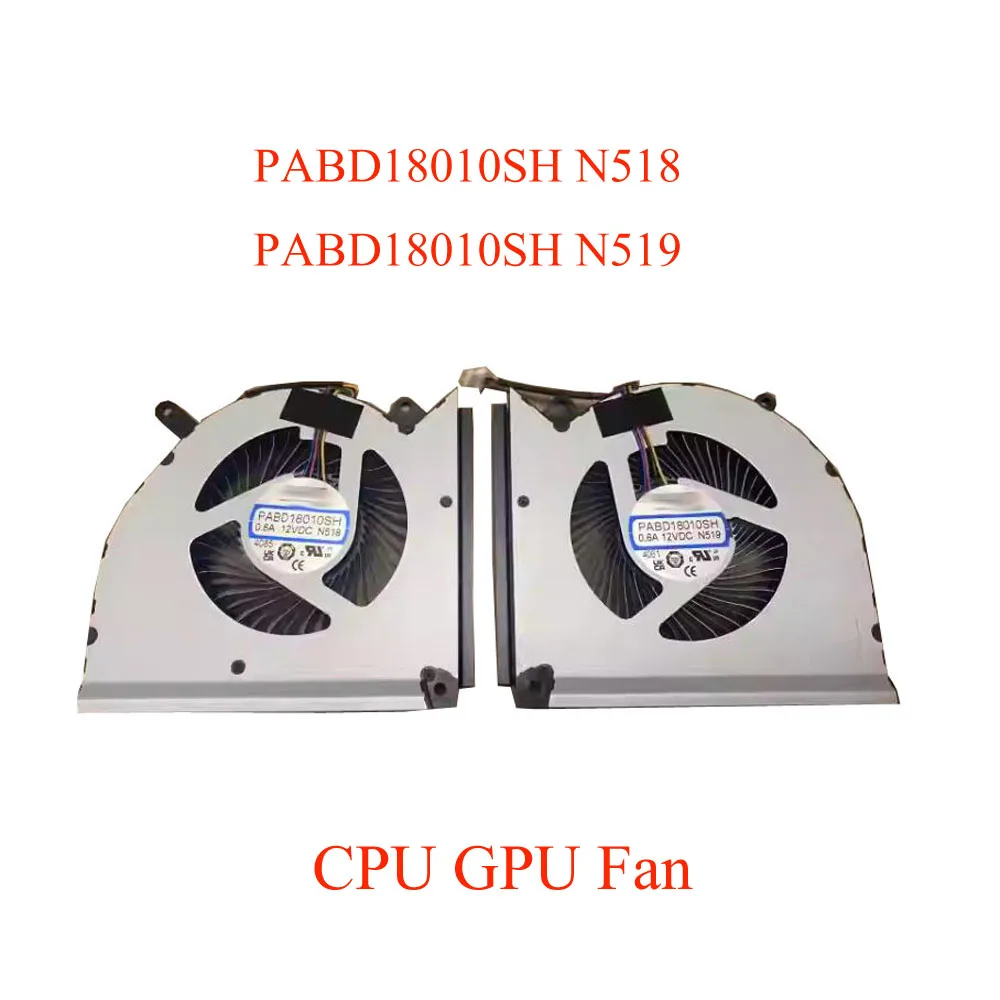 Laptop CPU GPU Fan For PABD18010SH 0.6A 12VDC N518 PABD18010SH 0.6A 12VDC N519 Black New