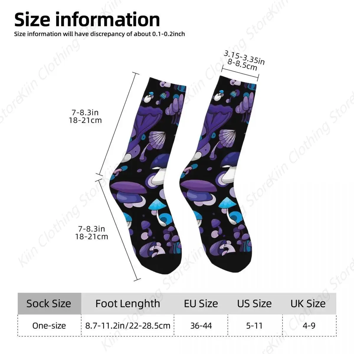 Mushroom - Cool Colours Socks Harajuku Sweat Absorbing Stockings All Season Long Socks for Man's Woman's Birthday Present