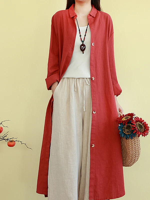 

Loose Thiened Hemp Cotton Open Cardigan Windbreaker mat Women's Autumn New Arrival Garment Direct S from China