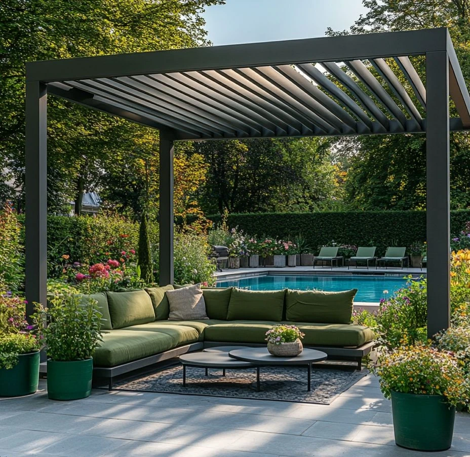 

Customized Gazebo Modern Aluminium Outdoor Manual and Electric Pavilion Ready-Made Louvered Pergola with Powder Coated Frame