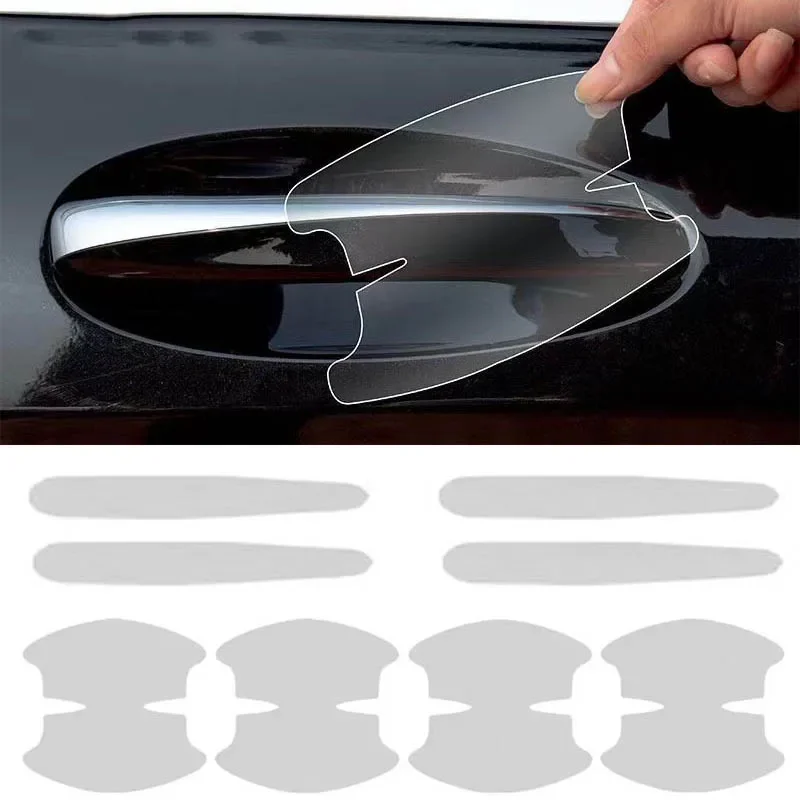 4/8Pcs Car Door Handle Bowl Protective Stickers Universal Transparent Scratch-resistant Sticker Auto Handle Protection Strips