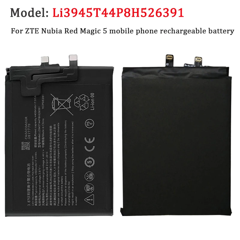

Li3945T44P8H526391 Mobile Phone Battery 4500mAh Replaceable Lithium Batteries for ZTE Nubia Red Magic 5/5S 5G NX659 Red Devil 5G