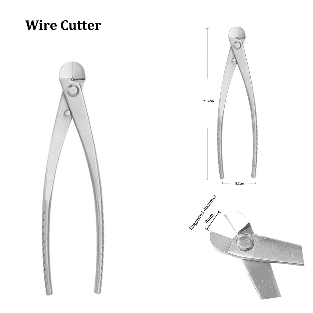 210mm Stainless Steel Bonsai Wire Cutter Training Wire Pliers Non-Slip Grip Design Concave Blades Protect Cuts 4mm Wires