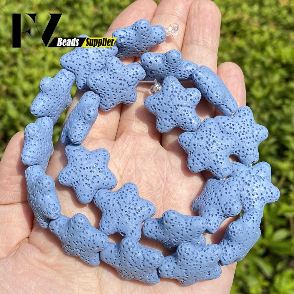 20mm Natural Volcanic Rock Stone Beads Colorful Star Shape Lava Beads for Jewelry Making Findings Fit DIY Bracelet Accessories